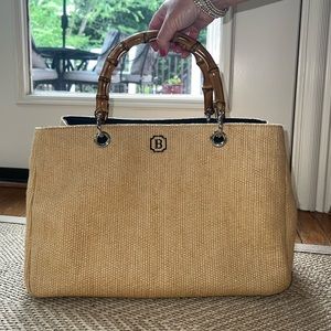 Mark and Graham Bamboo Elisabetta Raffia Handbag